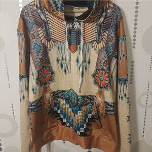 T Shirt Hoodie Native American Indian Size Large Fashion Tribal Trend Tee Soft